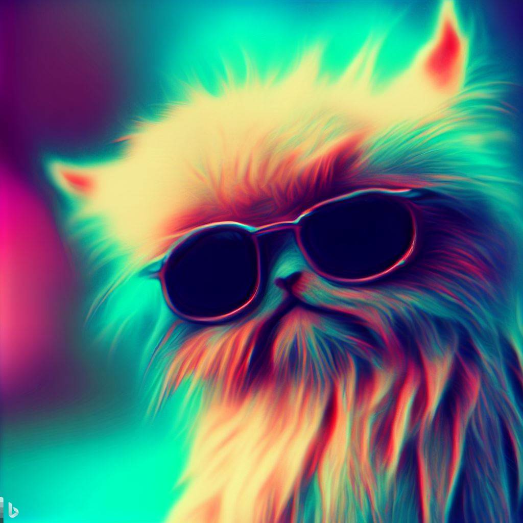 Fuzzy creature wearing sunglasses in the style of digital art.